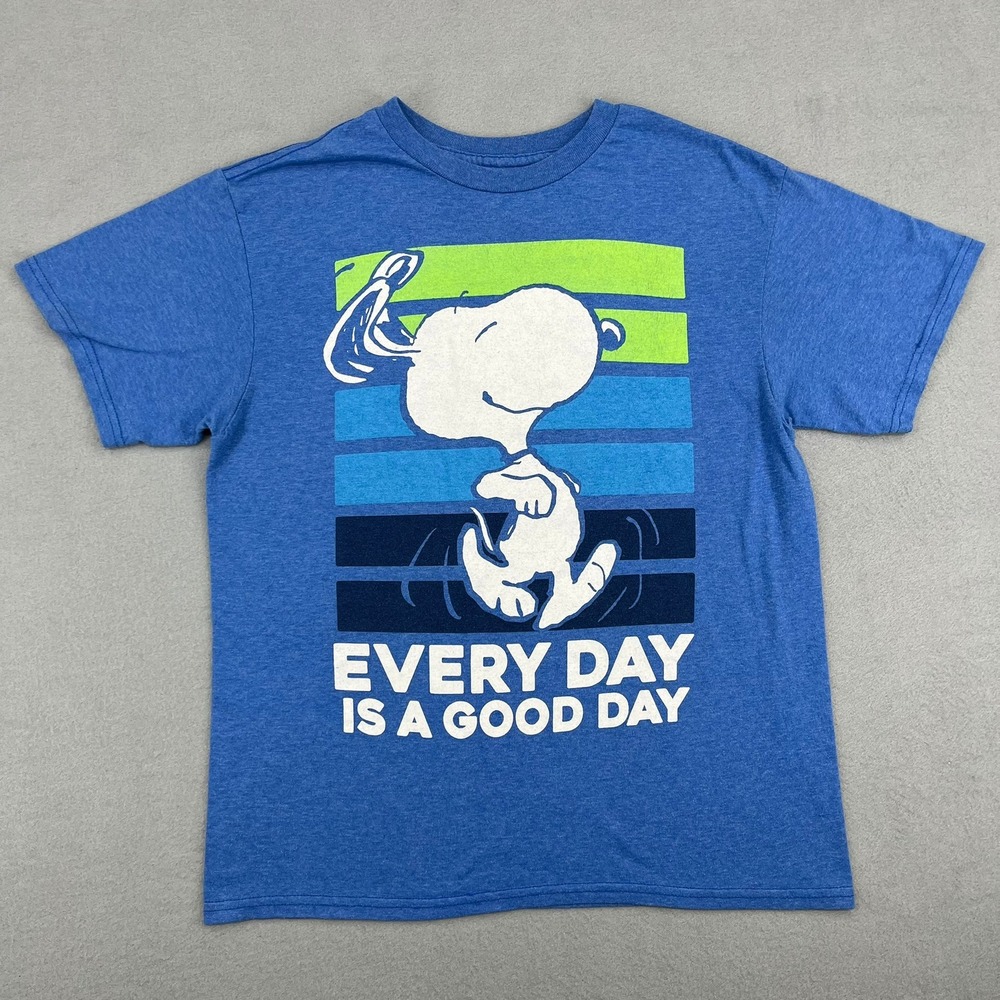 Peanuts Snoopy Every Day Is A Good Day Blue Graphic T-Shirt Kids Size Medium